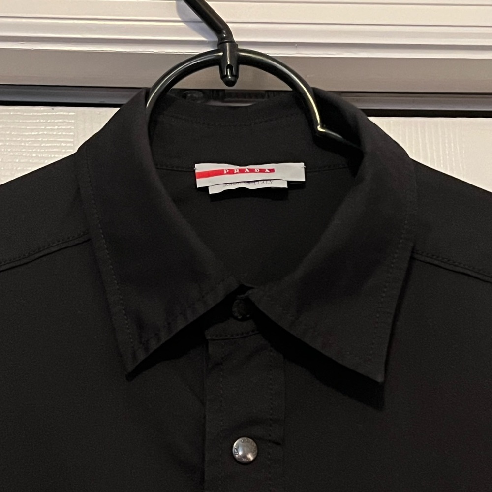 *SOLD* Prada sport snap front black shirt.